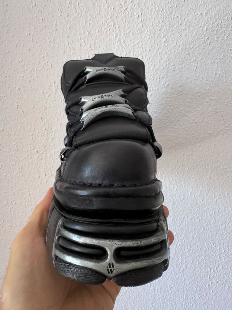 New Rock M-106-S112 Original Black Leather Platform Boots / Sneakers (Brand New with Box) - Фото 2
