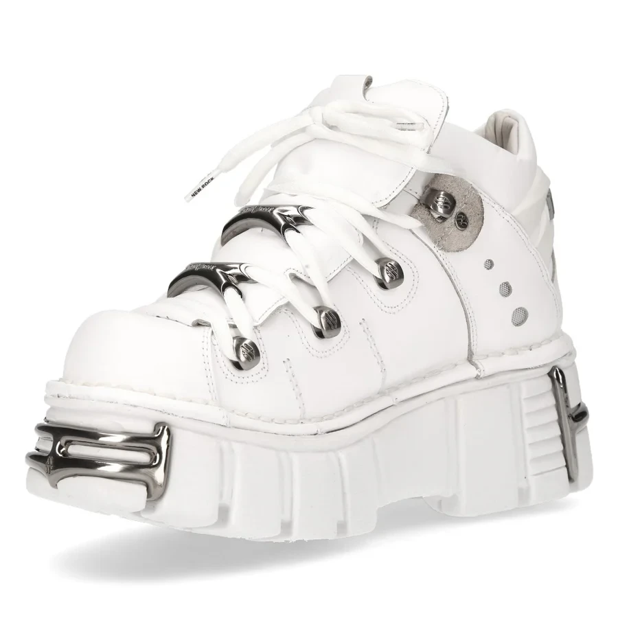 Кросівки New Rock M-106N-S18 White Leather (Оригінал) – Шкіряні черевики на платформі, білі - Фото 7