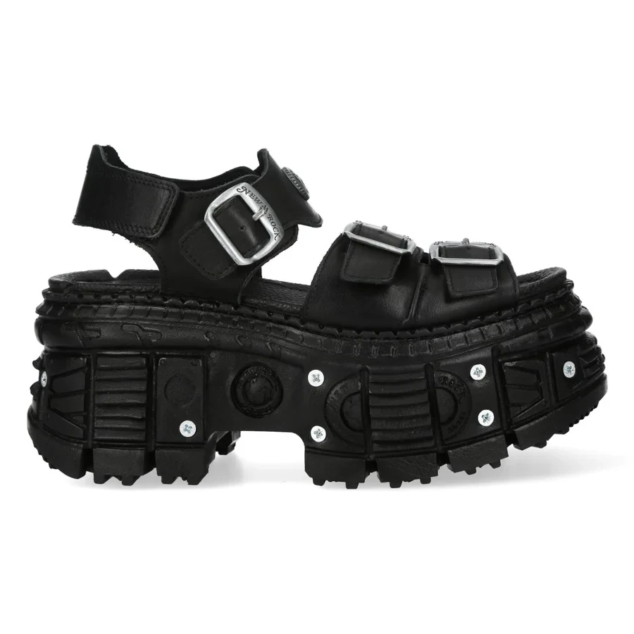 New Rock M-BIOS101-C32 Black Leather Platform Sandals - Фото 2