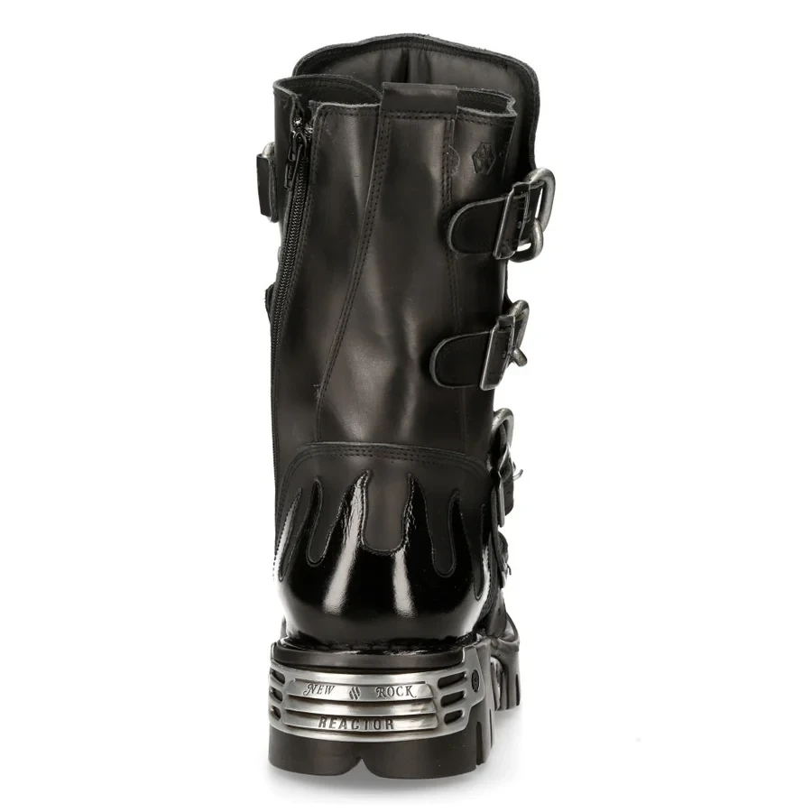 Черевики New Rock M-727-S5 Metallic Натуральна Шкіра (Чорні) - Фото 4