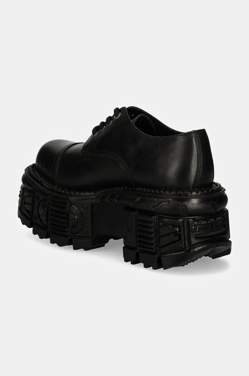 Шкіряні туфлі New Rock CRUST NEGRO + TANK NEGRO жіночі колір чорний на платформі M-TANKMILI003-S1 - Фото 2