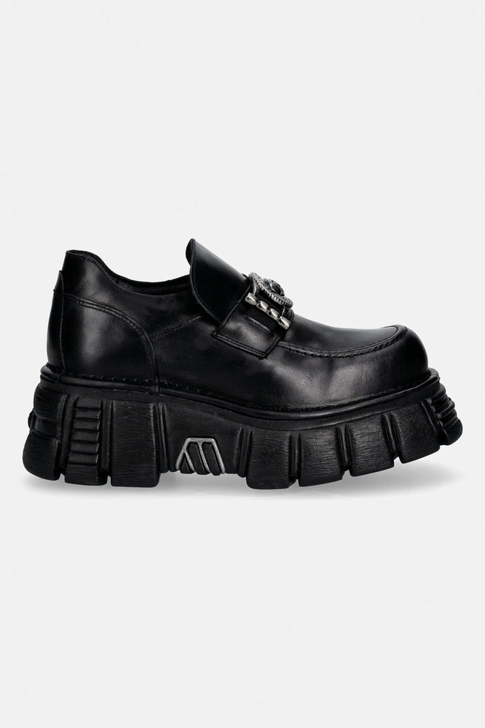 Шкіряні мокасини New Rock CRUST NEGRO, TOWER NEGRO LATERAL колір чорний на платформі M-895-C6 - Фото 1
