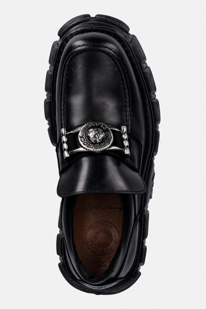 Шкіряні мокасини New Rock CRUST NEGRO, TOWER NEGRO LATERAL колір чорний на платформі M-895-C6 - Фото 3