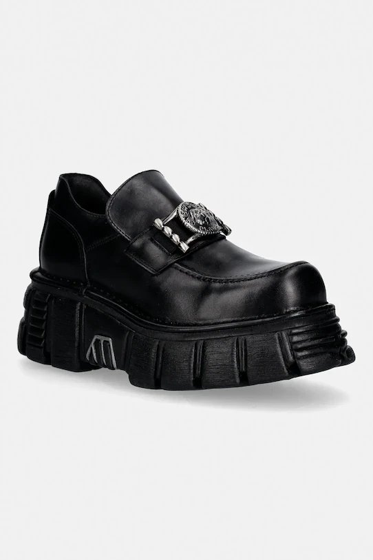 Шкіряні мокасини New Rock CRUST NEGRO, TOWER NEGRO LATERAL колір чорний на платформі M-895-C6 - Фото 5