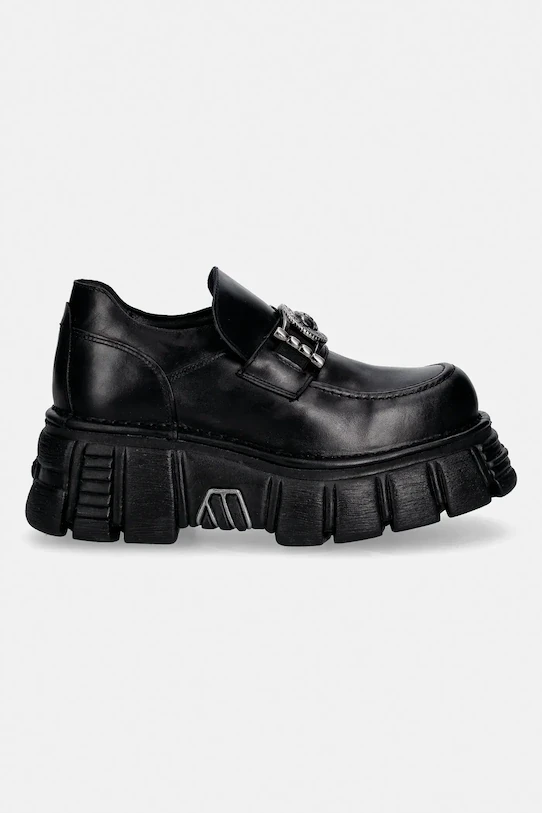 Шкіряні мокасини New Rock CRUST NEGRO, TOWER NEGRO LATERAL колір чорний на платформі M-895-C6 - Фото 6