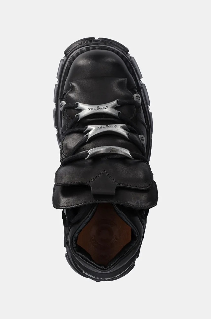 Шкіряні кросівки New Rock Negro + Nomada Negro + Tower Negro Lateral E-14 колір чорний M-106-S29 - Фото 3