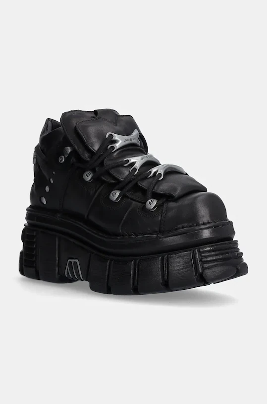 Шкіряні кросівки New Rock Negro + Nomada Negro + Tower Negro Lateral E-14 колір чорний M-106-S29 - Фото 5
