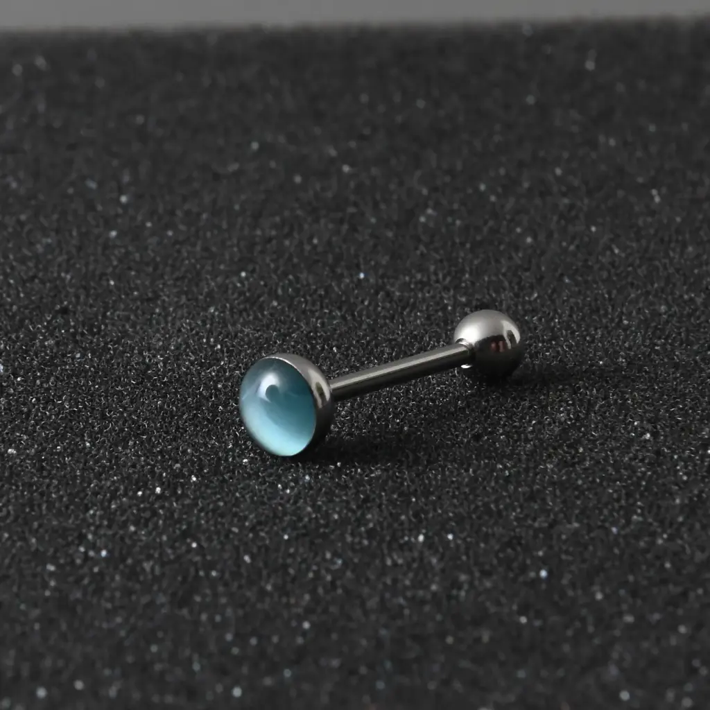 Пірсинг для язика з каменем Titanium 14 G