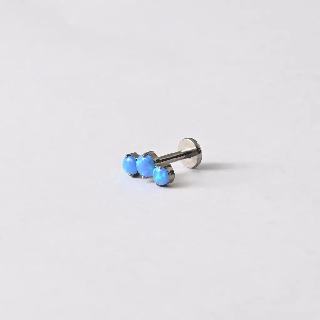 Пірсинг лабрет кластер з каменем Titanium 16 G