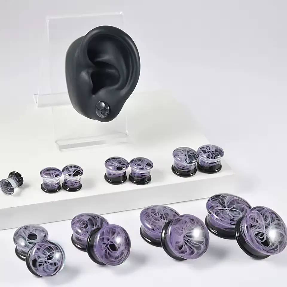 Тунелі скляні Smoke Violet (1 шт)