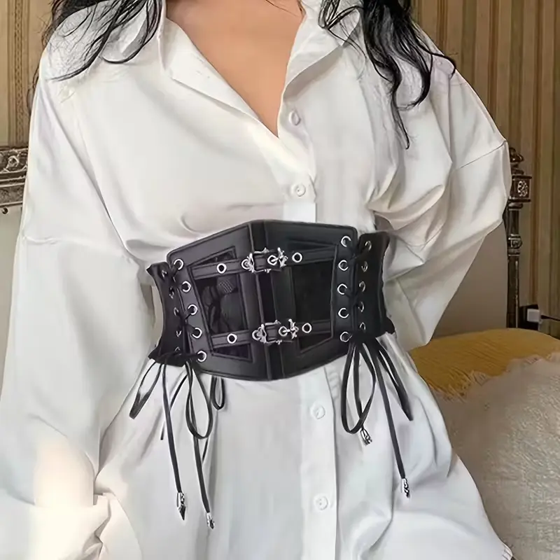 Корсет готичний еластичний на кнопках із декоративною шнурівкою