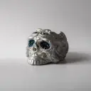 Гіпсове кашпо Череп середній зі стразами сріблястий