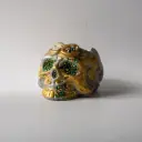 Гіпсове кашпо Череп середній зі стразами сріблястий з ефектом позолоти