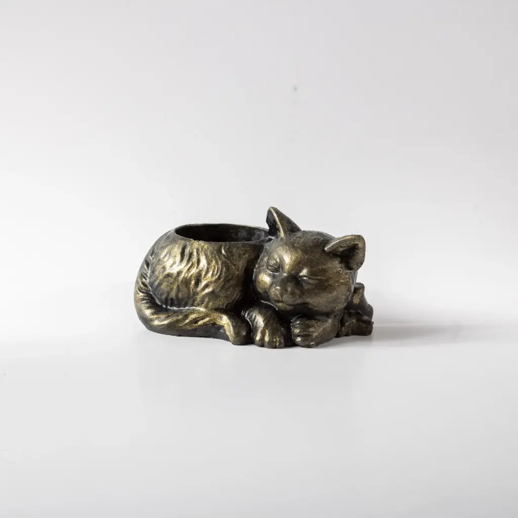 Гіпсове кашпо Котик бронзовий