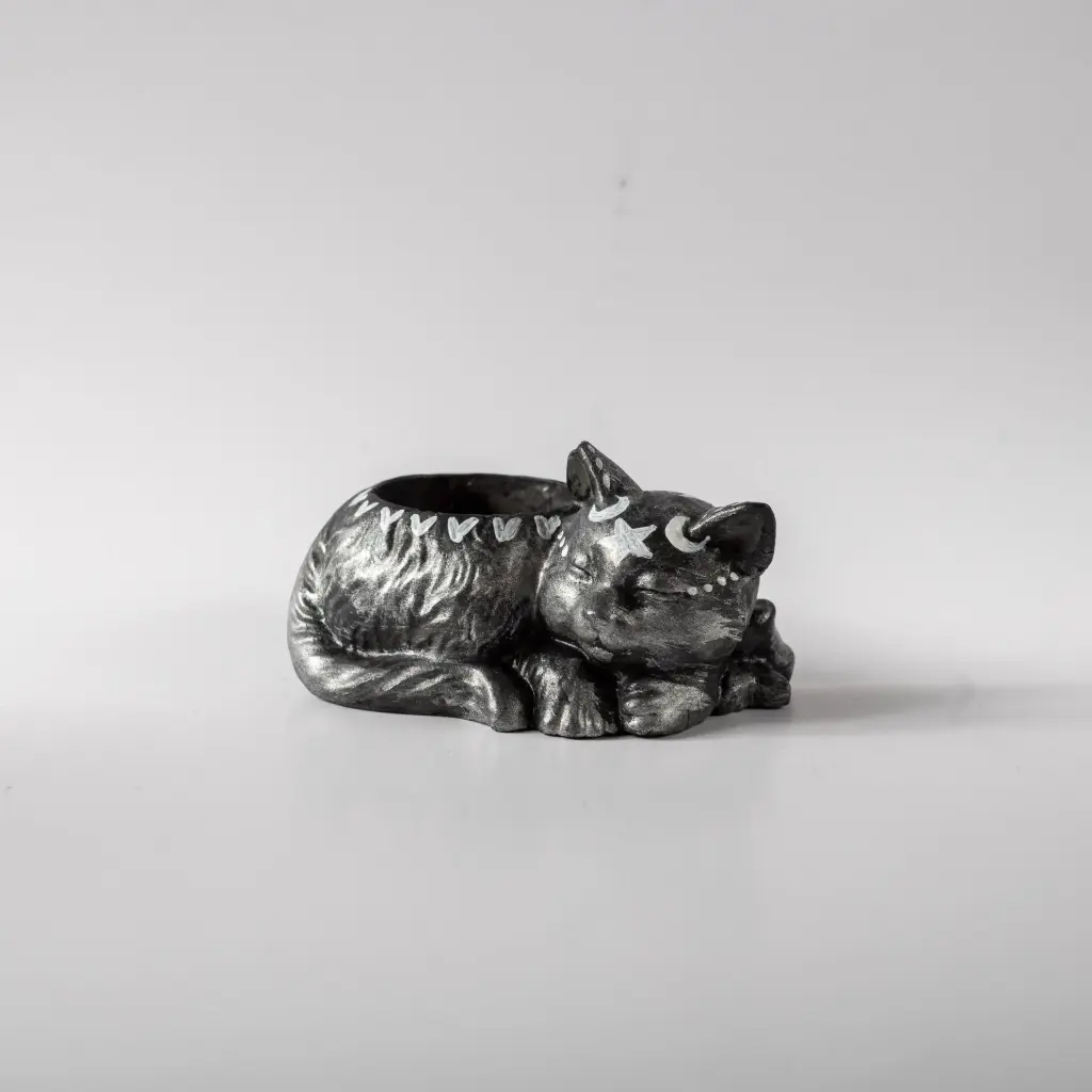 Гіпсове кашпо Котик сірий