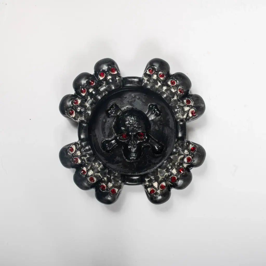 Гіпсова попільничка Черепи зі стразами чорна