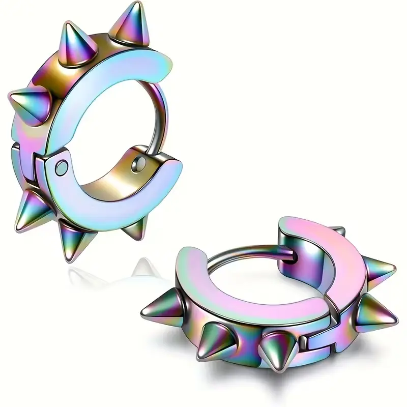 Сережки металеві з шипами кольорові