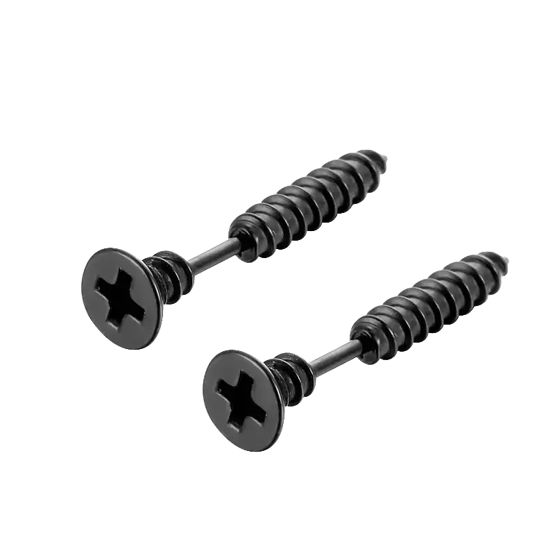 Сережки металеві Шурупи чорні