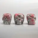 Комплект з трьох предметів гіпсове кашпо Черепи «Нічого не бачу, нічого не чую, нічого не скажу» сріблясто-рожеві