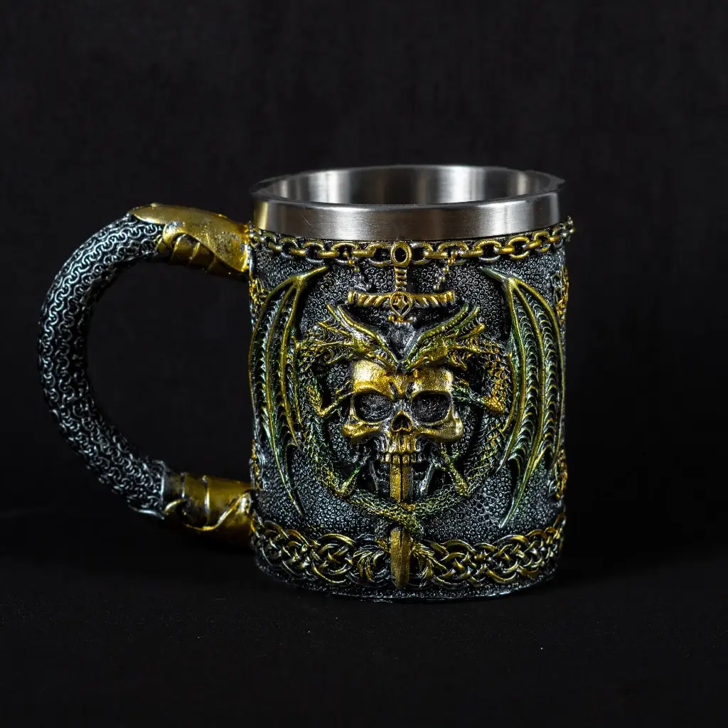 Кружка металева Дракон - Dragon червоно-зелена