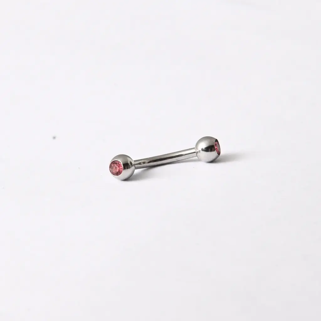 Пірсинг з медичної сталі мікробанан з персиковим каменем 16 G для брови