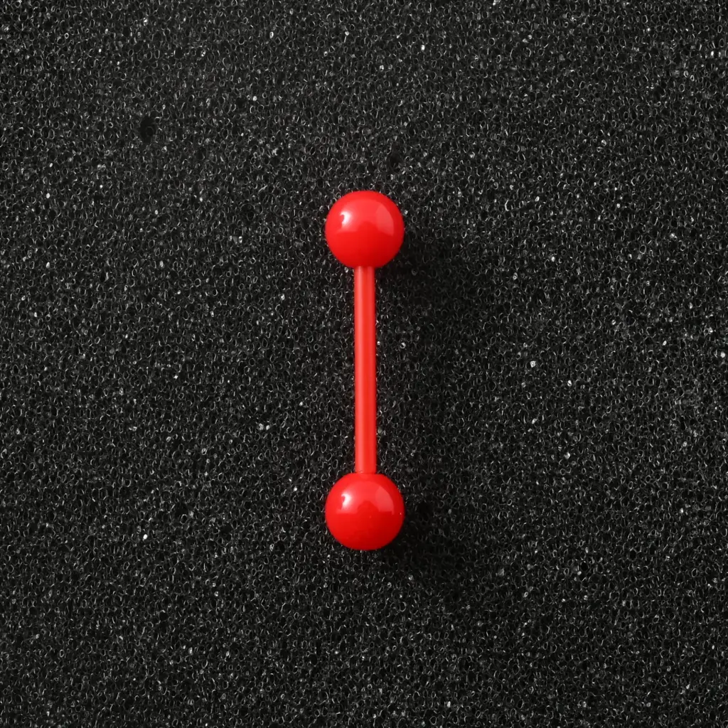 Пірсинг акриловий штанга 14 G червоний для язика
