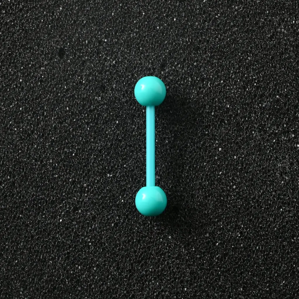 Пірсинг акриловий штанга 14 G бірюзовий для язика