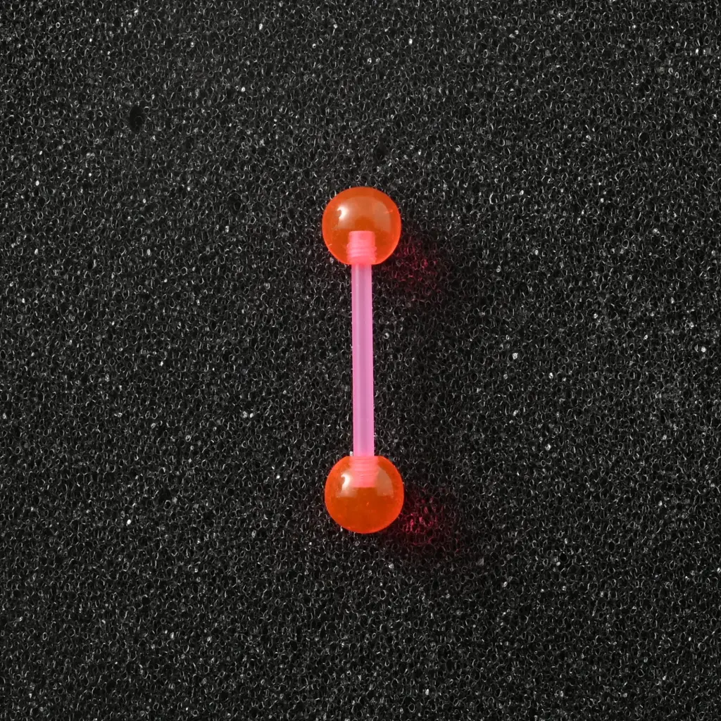 Пірсинг акриловий штанга 14 G рожевий для язика