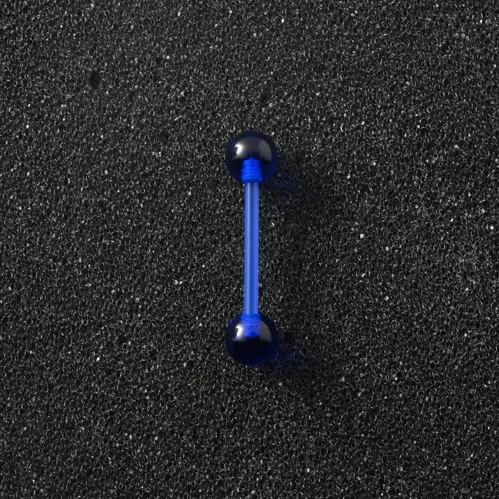 Пірсинг акриловий штанга 14 G синій темний для язика