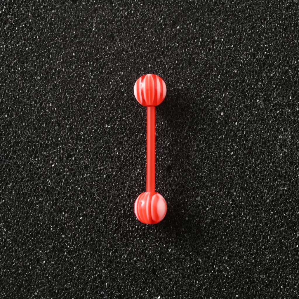 Пірсинг акриловий штанга 14 G червоний льодяник для язика