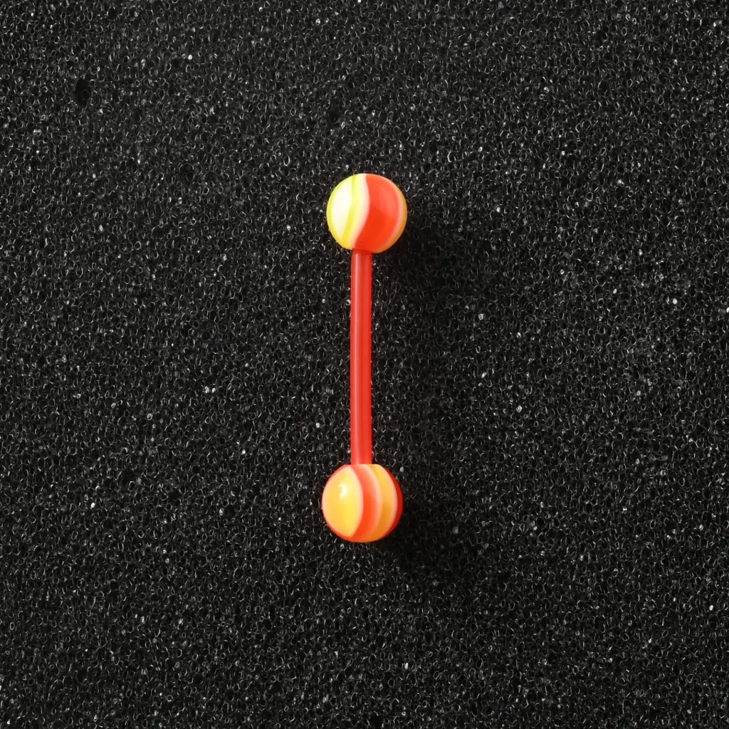 Пірсинг акриловий штанга 14 G помаранчевий жовтий для язика