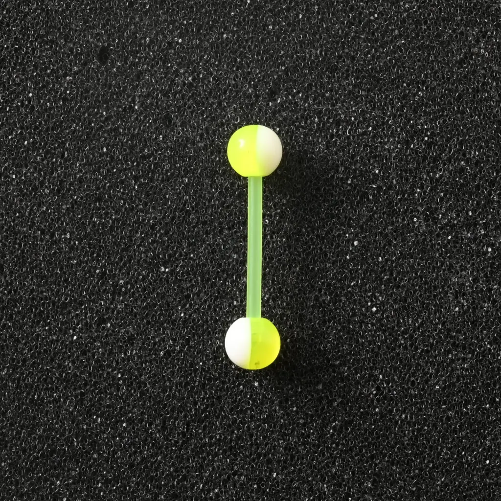Пірсинг акриловий штанга 14 G жовтий білий для язика