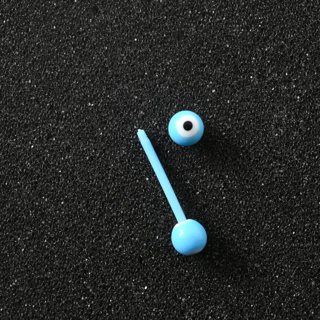 Пірсинг акриловий штанга 14 G блакитний око для язика