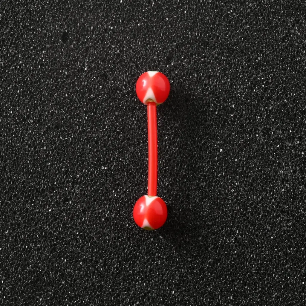 Пірсинг акриловий штанга 14 G червоний зелений для язика