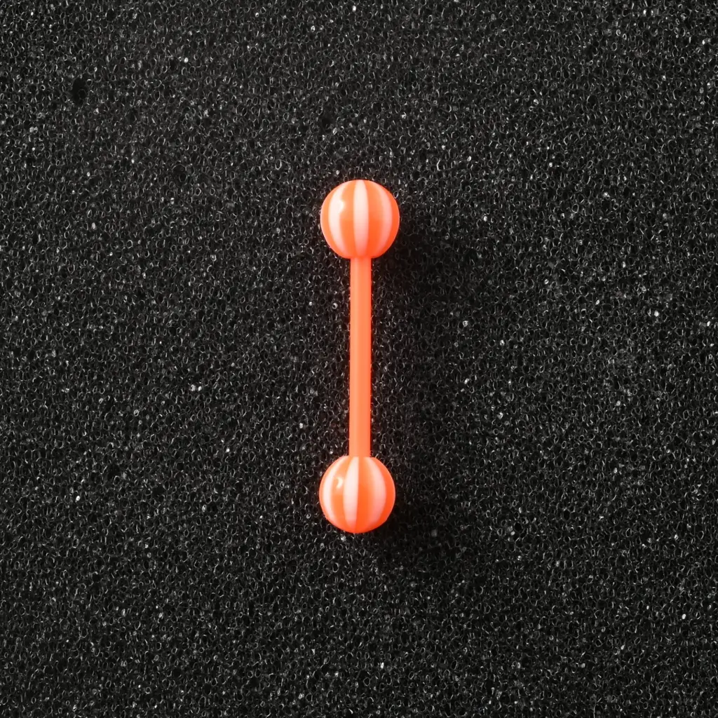 Пірсинг акриловий штанга 14 G помаранчевий білий для язика