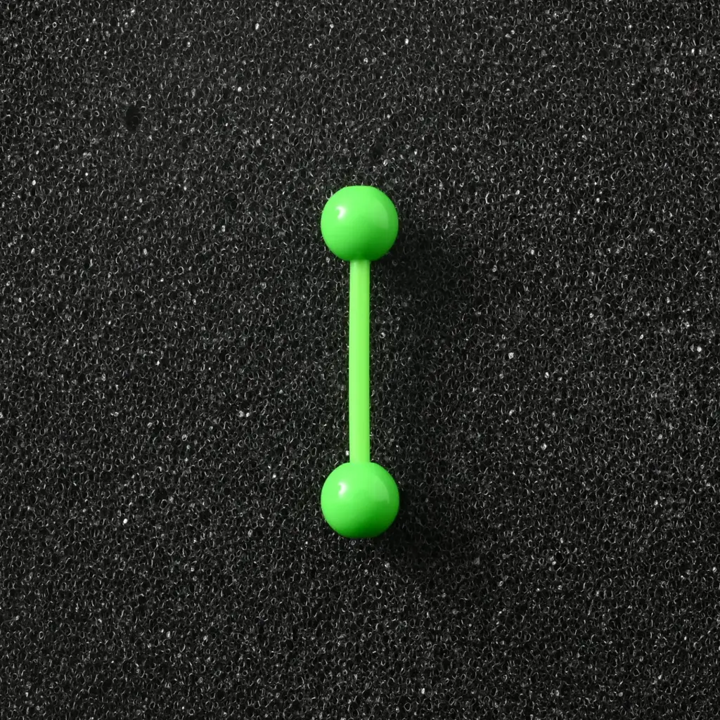 Пірсинг акриловий штанга 14 G зелений для язика