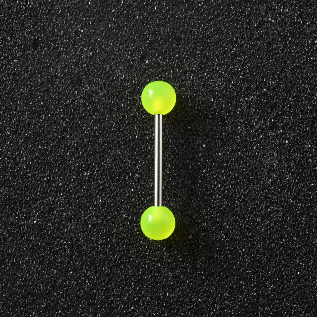 Пірсинг акриловий штанга з медичної сталі 14 G лайм для язика