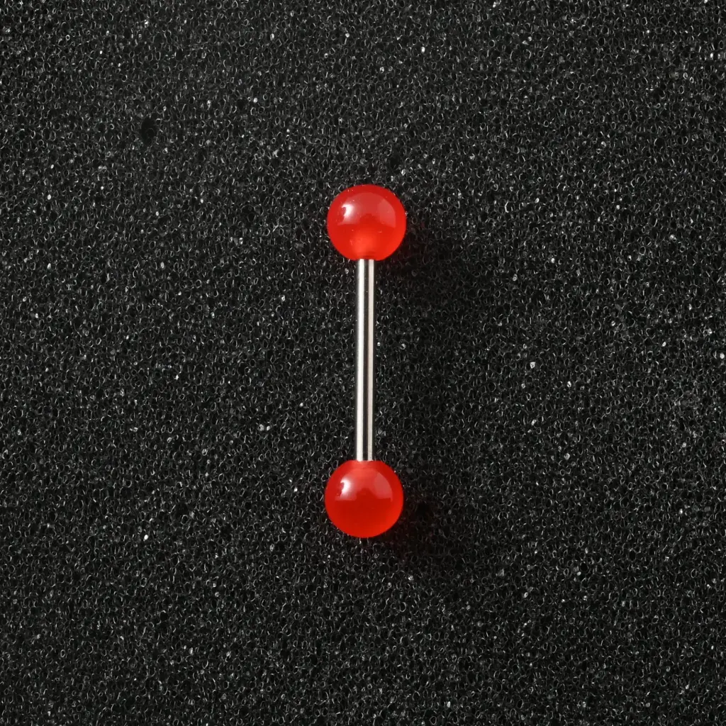 Пірсинг акриловий штанга з медичної сталі 14 G червоний для язика
