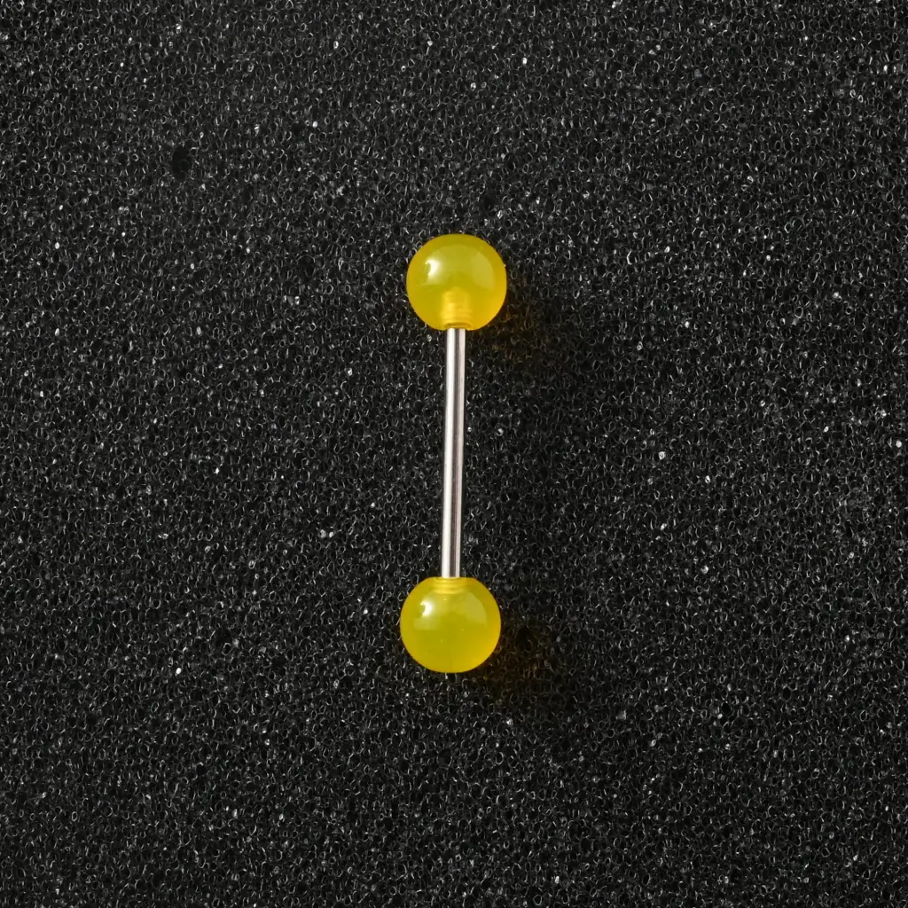 Пірсинг акриловий штанга з медичної сталі 14 G жовтий для язика