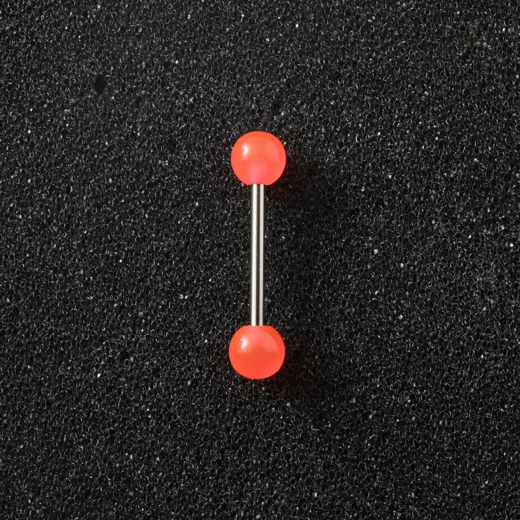 Пірсинг акриловий штанга з медичної сталі 14 G персиковий для язика