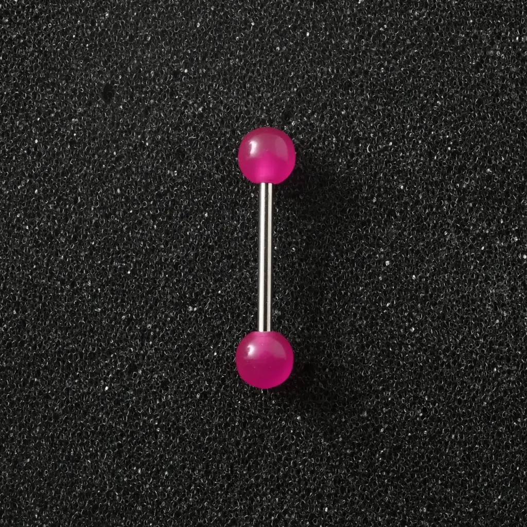 Пірсинг акриловий штанга з медичної сталі 14 G пурпуровий для язика