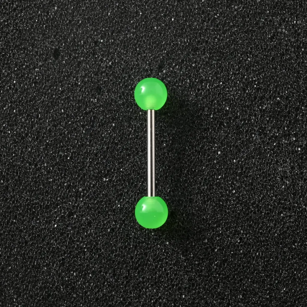 Пірсинг акриловий штанга з медичної сталі 14 G зелений для язика