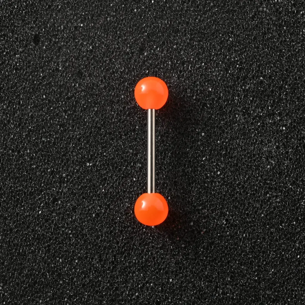 Пірсинг акриловий штанга з медичної сталі 14 G помаранчевий для язика