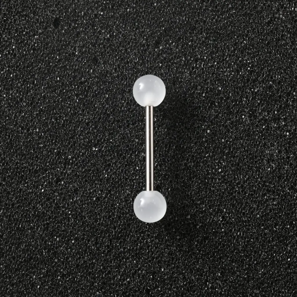 Пірсинг акриловий штанга з медичної сталі 14 G білий для язика