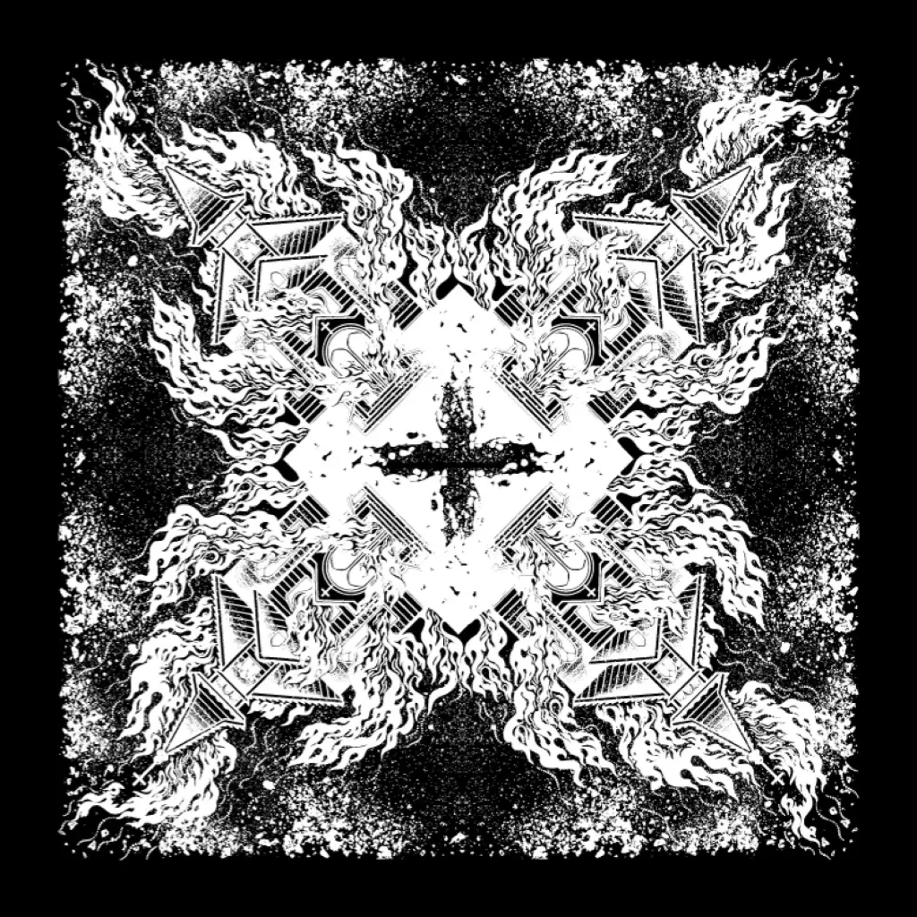 Бандана Коловорот Полум'я чорна (білий принт) 