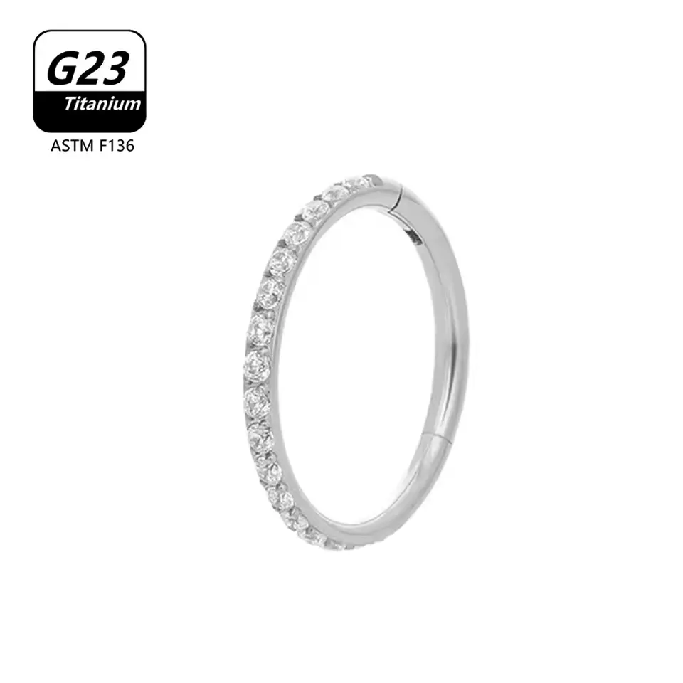 Пірсинг титановий кільце клікер з доріжкою каменів 16 G