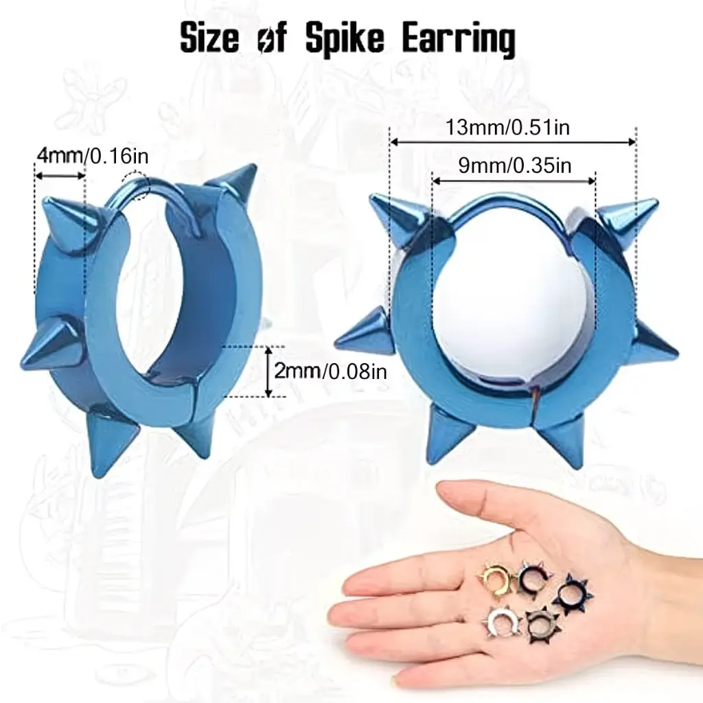 Сережки металеві з шипами сині