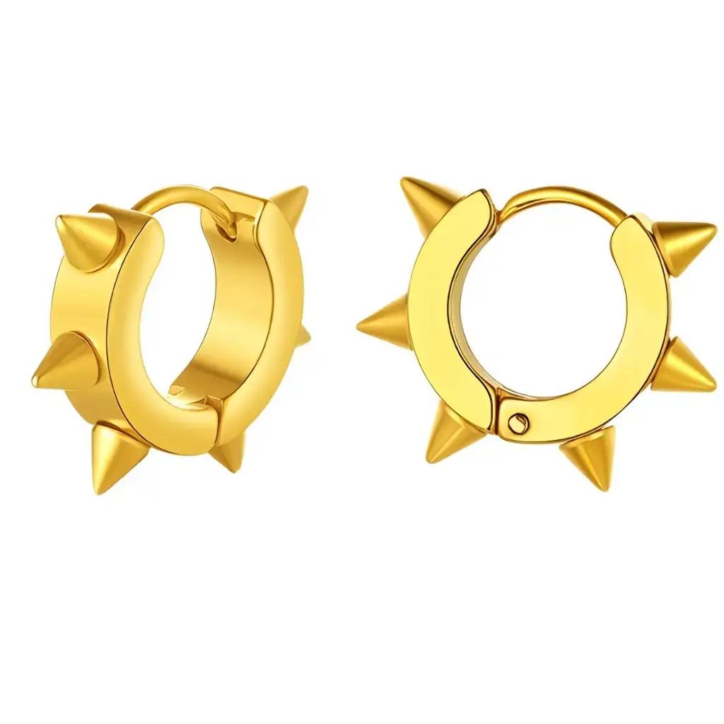 Сережки металеві з шипами жовті