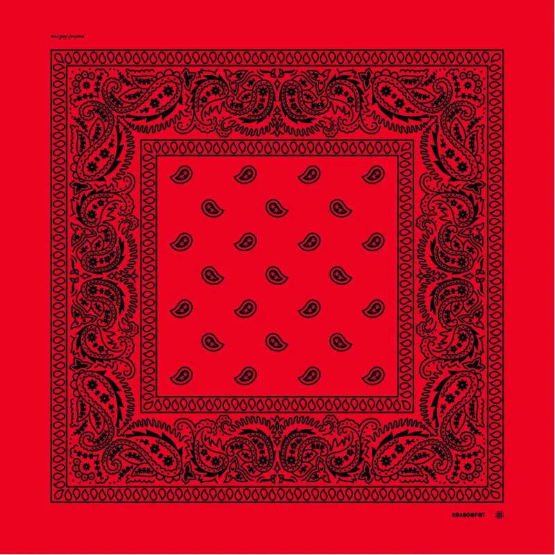 Бандана Коловорот Бута з малюнком "Турецький огірок" червона (чорний принт)