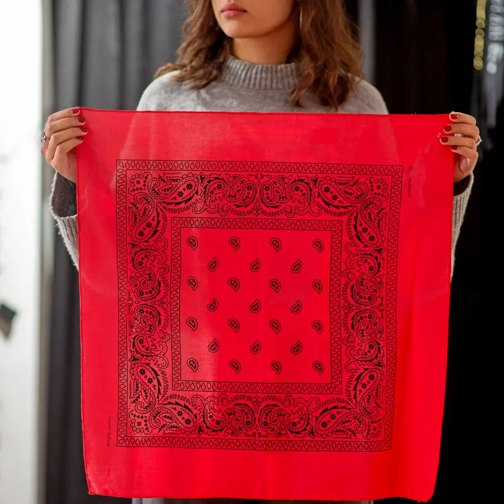 Бандана Коловорот Бута з малюнком "Турецький огірок" червона (чорний принт)